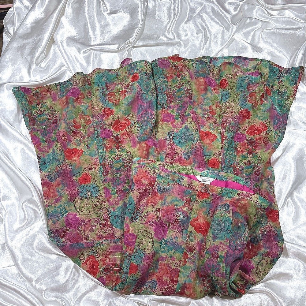 vintage Maxi Skirt Multicolor Excellent Floral Paisley Metallic Christopher & B